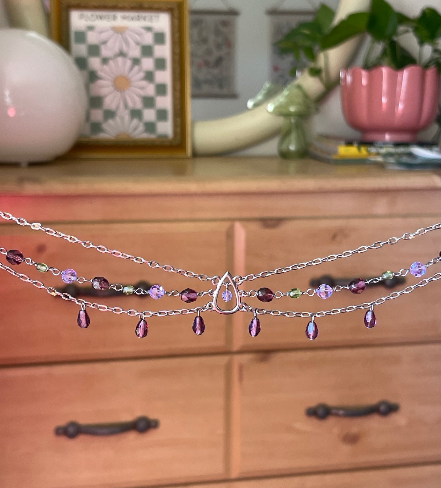 stainless steel choker with dangles