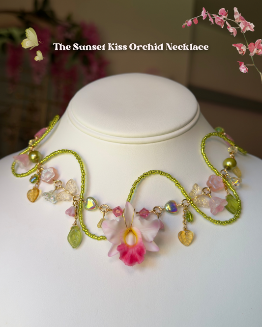 Sunset Kiss Orchid Necklacd