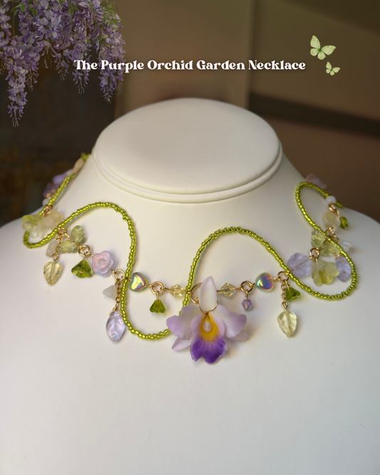 Purple Orchid Garden Necklace